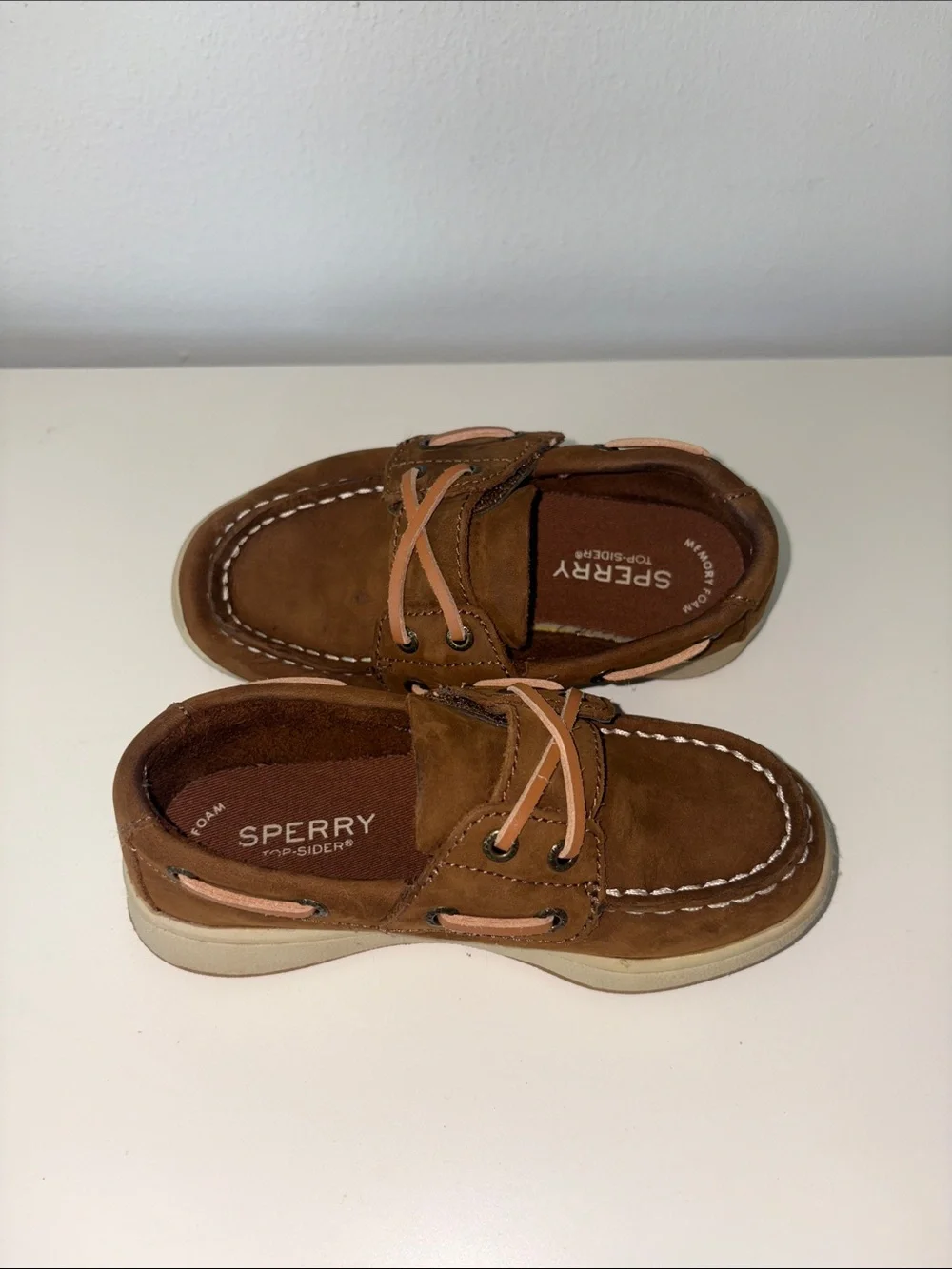 Kids Brown SPERRT Boat Shoes with Tan Laces